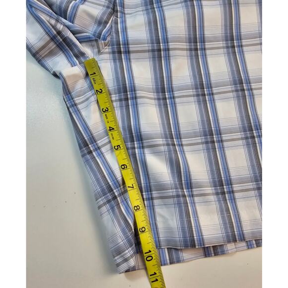 PGA tour size 42 blue plaid quick dry performance golf shorts EUC flat front - Picture 5 of 6